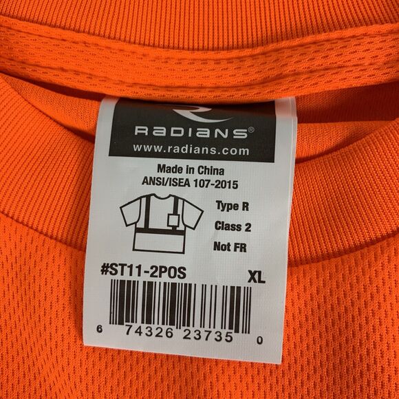 Radians ST11-2POS XL Industrial Safety Shirt Short Sleeve, Orange, Reflective - Picture 11 of 12